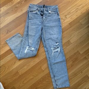 Divided Light Blue Distressed Straight Leg Jeans
